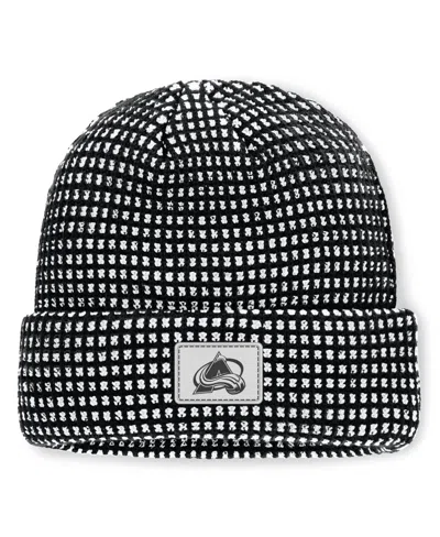 Fanatics Men's  Black Colorado Avalanche Fundamental Scheme Ribbed Cuffed Knit Hat In Black,white