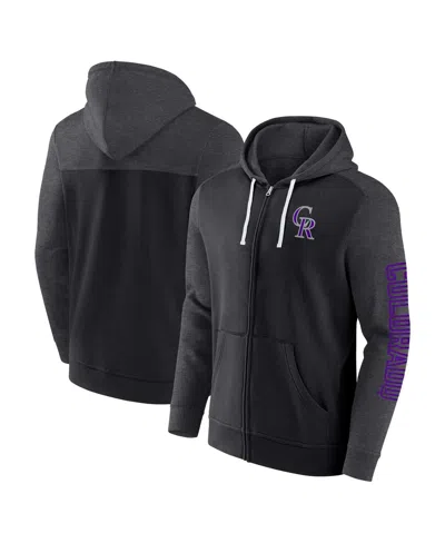 Fanatics Men's  Black Colorado Rockies Offensive Line Up Full-zip Hoodie