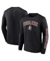 Fanatics Men's  Black Florida State Seminoles Distressed Arch Over Logo Long Sleeve T-shirt In Black
