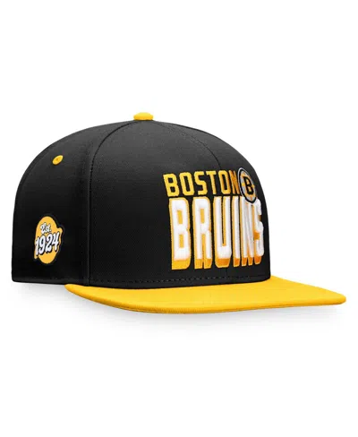 FANATICS MEN'S FANATICS BLACK, GOLD BOSTON BRUINS HERITAGE RETRO TWO-TONE SNAPBACK HAT