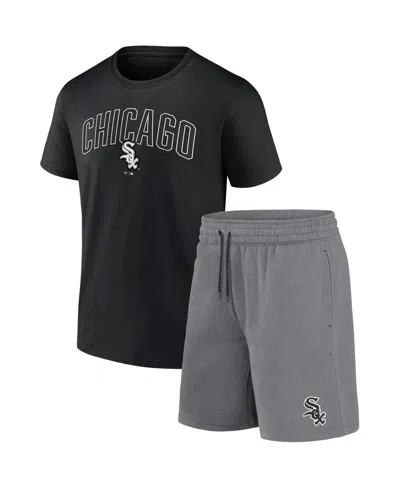 Fanatics Men's  Black, Heather Gray Chicago White Sox Arch T-shirt And Shorts Combo Set In Black,heather Gray