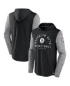 Fanatics Branded Black/heathered Charcoal Brooklyn Nets Deep Rotation Performance Pullover Hoodie In Black,heathered Charcoal