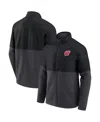 Fanatics Branded Black/heathered Charcoal Wisconsin Badgers Durable Raglan Full-zip Jacket In Black,heathered Charcoal