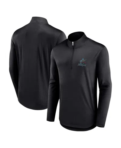 Fanatics Men's  Black Miami Marlins Quarterback Quarter-zip Top