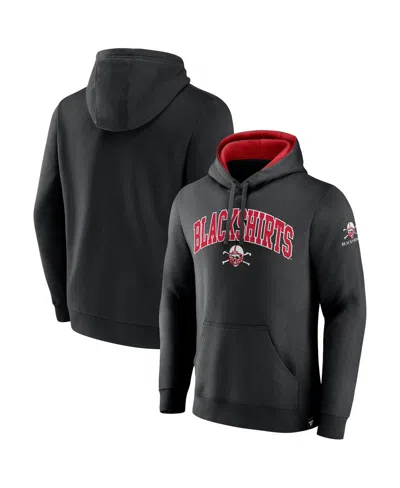 Fanatics Men's  Black Nebraska Huskers Arch And Logo Tackle Twill Pullover Hoodie