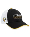 FANATICS MEN'S FANATICS BLACK PITTSBURGH PENGUINS AUTHENTIC PRO RINK TRUCKER ADJUSTABLE HAT