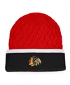 Fanatics Men's  Black, Red Chicago Blackhawks Iconic Striped Cuffed Knit Hat In Black,red
