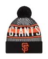 Fanatics Men's  Black San Francisco Giants Striped Cuffed Knit Hat With Pom In Black