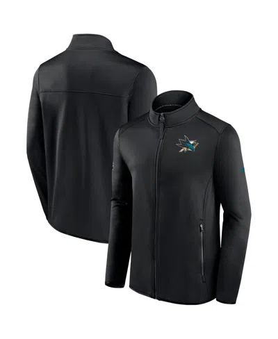 FANATICS MEN'S FANATICS BLACK SAN JOSE SHARKS AUTHENTIC PRO RINK FLEECE FULL-ZIP JACKET