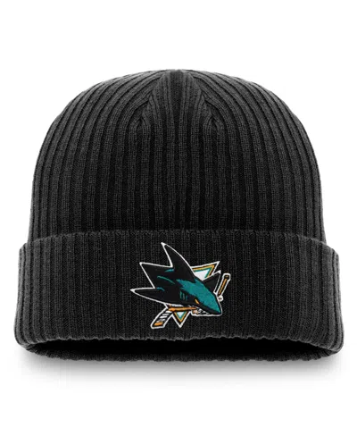 Fanatics Men's  Black San Jose Sharks Core Primary Logo Cuffed Knit Hat