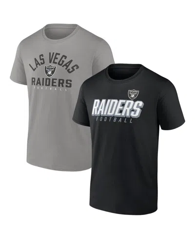 Fanatics Branded Black/silver Las Vegas Raiders Player Pack T-shirt Combo Set In Black,silver