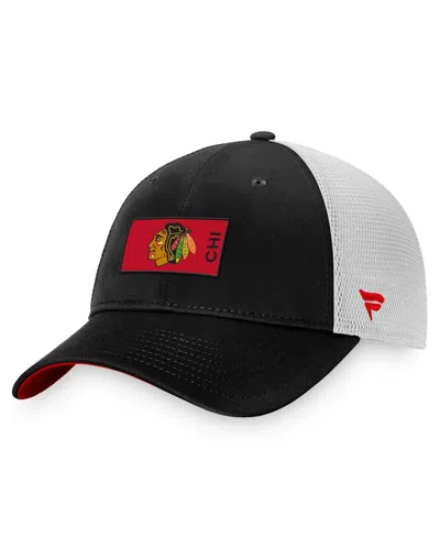 Fanatics Men's  Black, White Chicago Blackhawks Authentic Pro Rink Trucker Snapback Hat In Black,white