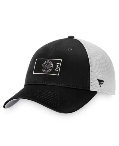 Fanatics Men's  Black, White Chicago Blackhawks Authentic Pro Trucker Snapback Hat In Black,white
