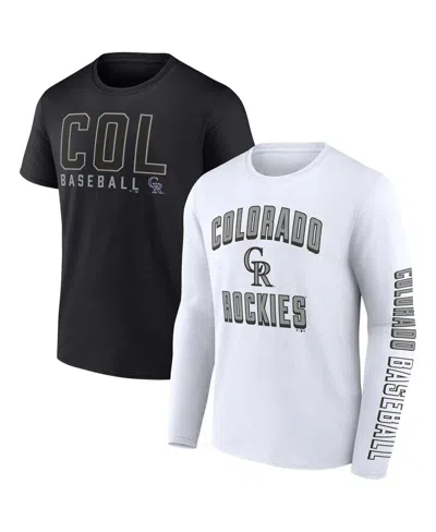Fanatics Branded Black/white Colorado Rockies Two-pack Combo T-shirt Set In Black,white