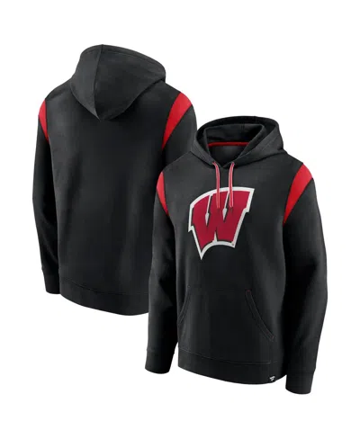 Fanatics Men's  Black Wisconsin Badgers Gym Rat Pullover Hoodie