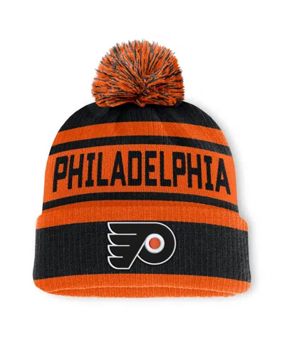 Fanatics Men's  Black/orange Philadelphia Flyers Fundamental Cuffed Knit Hat With Pom In Multi