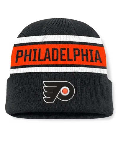 Fanatics Men's  Black/orange Philadelphia Flyers Heritage Cuffed Knit Hat In Black,orange