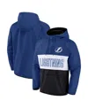 Fanatics Men's  Blue, Black Tampa Bay Lightning Backhand Shooter Defender Anorak Raglan Hoodie Quarte In Blue,black