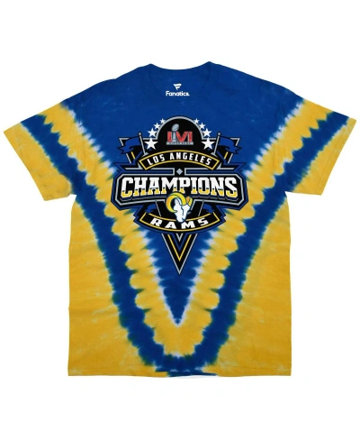 Fanatics Men's  Blue Los Angeles Rams Super Bowl Lvi Champions V-dye T-shirt