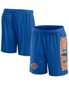Fanatics Branded Blue New York Knicks Post Up Mesh Shorts In Blue