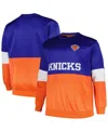 Fanatics Men's  Blue, Orange New York Knicks Big And Tall Split Pullover Sweatshirt In Blue,orange