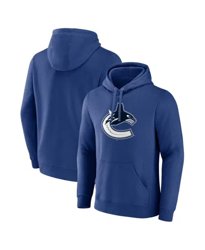Fanatics Men's  Blue Vancouver Canucks Primary Logo Pullover Hoodie
