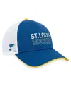 Fanatics Branded Blue/white St. Louis Blues Authentic Pro Alternate Jersey Adjustable Trucker Hat In Blue,white