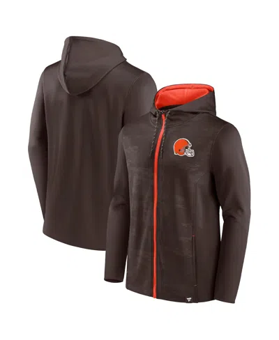 FANATICS MEN'S FANATICS BROWN, ORANGE CLEVELAND BROWNS BALL CARRIER FULL-ZIP HOODIE