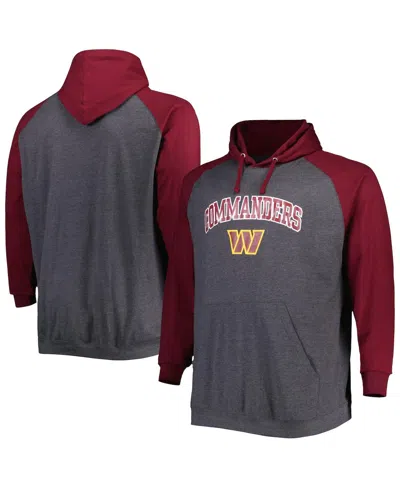 Fanatics Men's  Burgundy, Heathered Charcoal Washington Football Team Big And Tall Lightweight Raglan In Burgundy,heather Charcoal