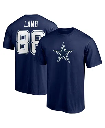 Fanatics Men's  Ceedee Lamb Navy Dallas Cowboys Team Player Icon Name And Number T-shirt