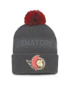 Fanatics Branded Charcoal Ottawa Senators Authentic Pro Home Ice Cuffed Knit Hat With Pom In Charcoal