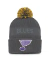 Fanatics Branded Charcoal St. Louis Blues Authentic Pro Home Ice Cuffed Knit Hat With Pom In Charcoal