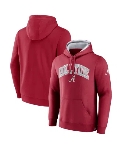 Fanatics Men's  Crimson Alabama Crimson Tide Arch And Logo Tackle Twill Pullover Hoodie