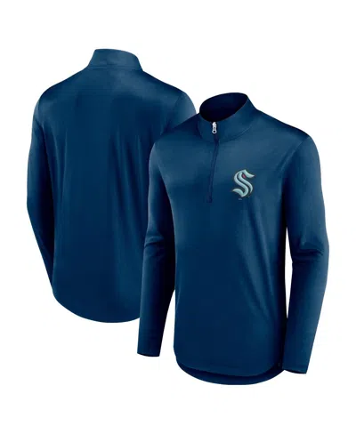 Fanatics Men's  Deep Sea Blue Seattle Kraken Mock Neck Quarter-zip Jacket