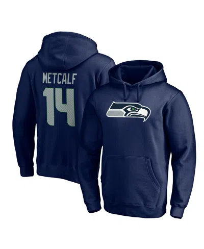 Fanatics Men's  Dk Metcalf Navy Seattle Seahawks Player Icon Name And Number Fitted Pullover Hoodie