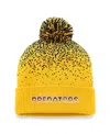 Fanatics Branded Gold Nashville Predators Iconic Gradient Cuffed Knit Hat With Pom In Gold