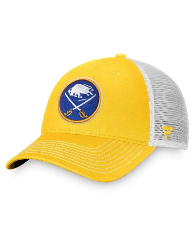 Fanatics Men's  Gold, White Buffalo Sabres Slouch Core Primary Trucker Snapback Hat In Gold,white