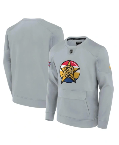 Fanatics Men's  Gray 2024 Nhl All-star Game Authentic Pro Tech Fleece Pullover Sweatshirt