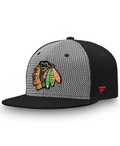 Fanatics Men's  Gray, Black Chicago Blackhawks Versalux Fitted Hat In Gray,black
