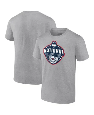 Fanatics Men's  Gray Uconn Huskies 2023 Ncaa Men's Basketball National Champions Logo T-shirt