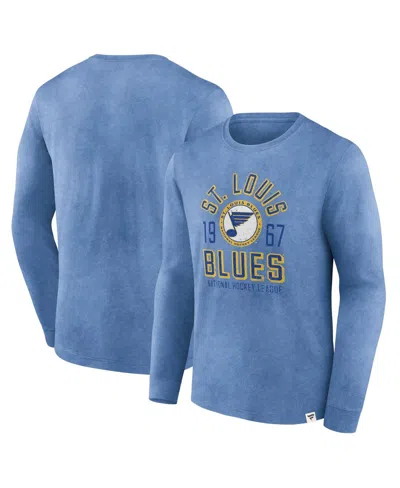 Fanatics Men's  Heather Blue Distressed St. Louis Blues Keep The Zone Long Sleeve T-shirt