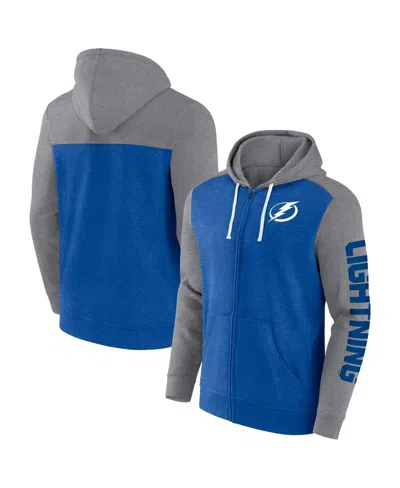 Fanatics Men's  Heather Blue Tampa Bay Lightning Down And Distance Full-zip Hoodie