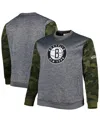 Fanatics Men's  Heather Charcoal Brooklyn Nets Big And Tall Camo Stitched Sweatshirt In Heather Charcoal