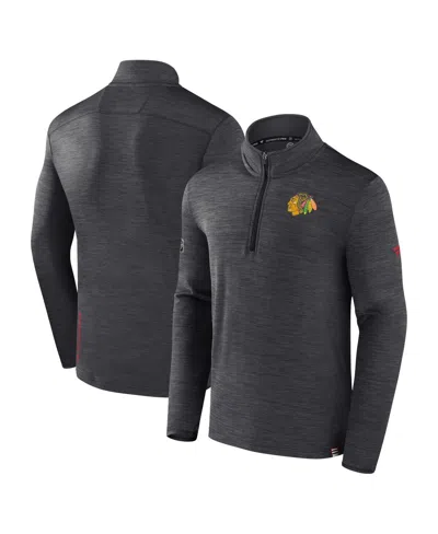 Fanatics Men's  Heather Charcoal Chicago Blackhawks Authentic Pro Quarter-zip Pullover Top