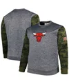 Fanatics Men's  Heather Charcoal Chicago Bulls Big And Tall Camo Stitched Sweatshirt In Heather Charcoal