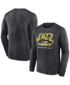 Fanatics Men's  Heather Charcoal Distressed Utah Jazz Front Court Press Snow Wash Long Sleeve T-shirt In Heather Charcoal