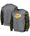 Fanatics Men's  Heather Charcoal Los Angeles Lakers Big And Tall Camo Stitched Sweatshirt In Heather Charcoal