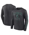 Fanatics Men's  Heather Charcoal Michigan State Spartans Distressed Arch Over Logo Long Sleeve T-shir In Heather Charcoal
