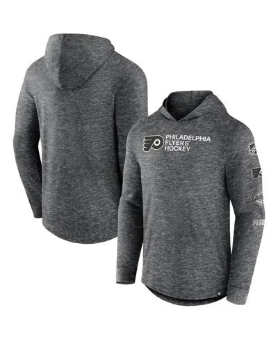 Fanatics Men's  Heather Charcoal Philadelphia Flyers Stacked Long Sleeve Hoodie T-shirt