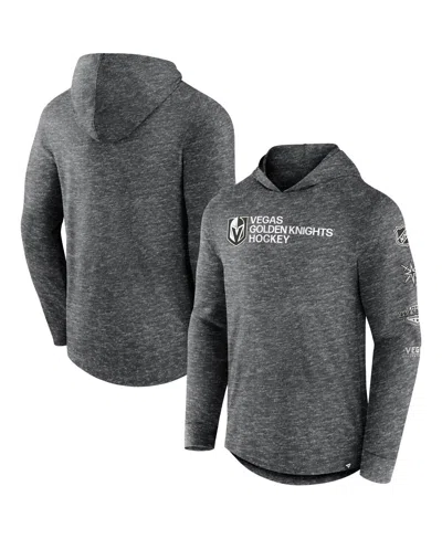 Fanatics Men's  Heather Charcoal Vegas Golden Knights Stacked Long Sleeve Hoodie T-shirt